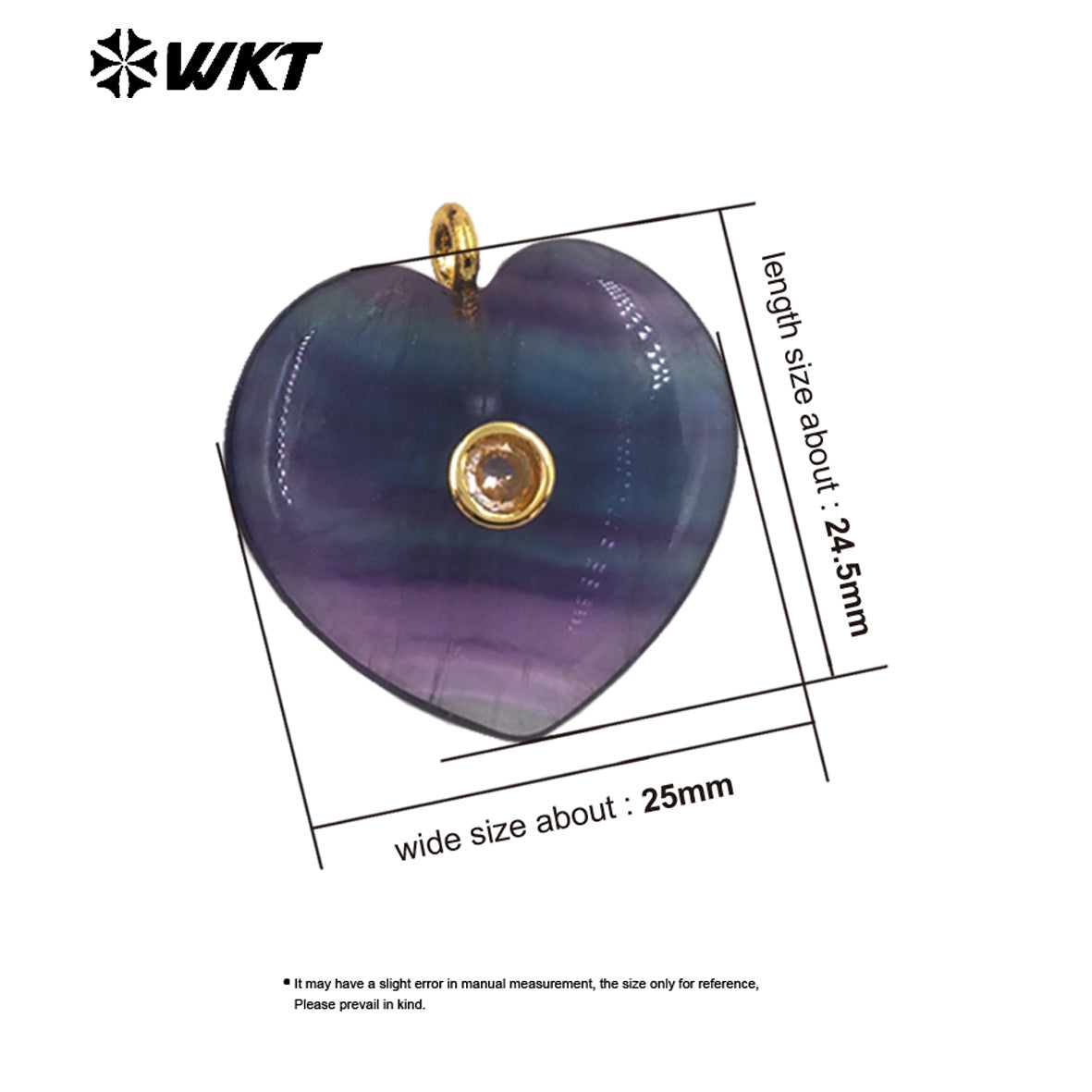 WT-P2087 Lovely Gold Plated Zircon Setting In Natural Gemstone Heart Shape Pendants For Women Romantic Necklace DIY Design