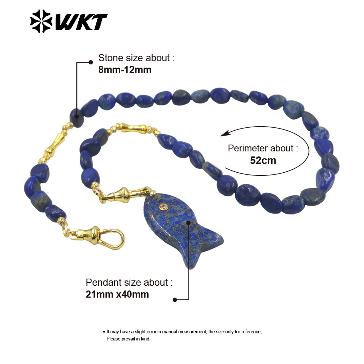 WT-N1522 Wonderful Stone Beads Splicing Metal Gold Chain With Natural Gemstones Fish Shape Pendant Necklaces For Women Gift
