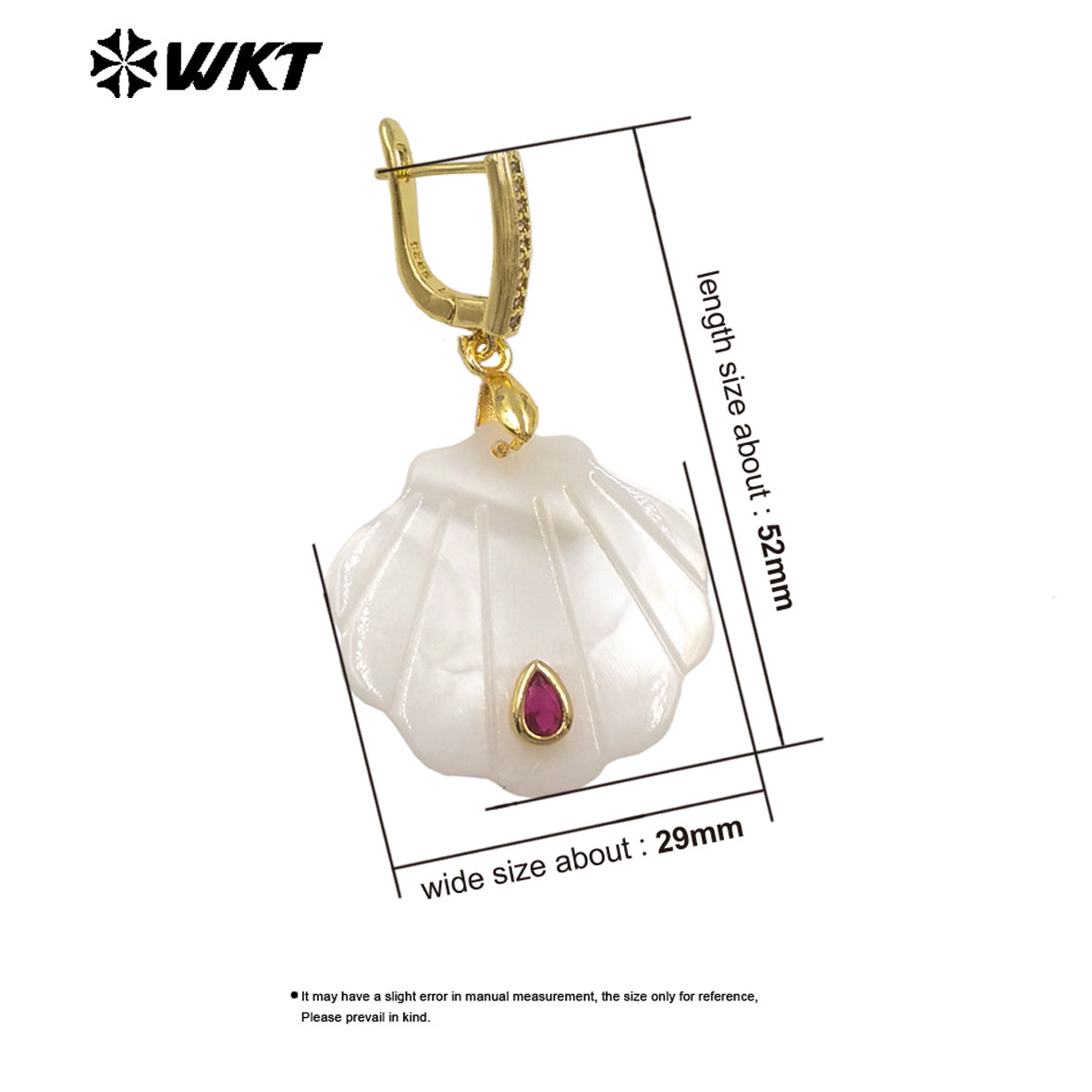 WT-MPE180 Women Fashion Simple Design Waterdrop Shape Zircon And Natural Shell Pendant Earrings As Daily Decorative Jewelry