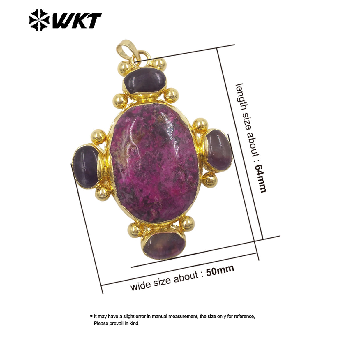 WT-P2134 Exclusive High Quality Design 18K Gold Electroplated Multi Natural Gemstones Big Pendant For Unique Style Jewelry DIY