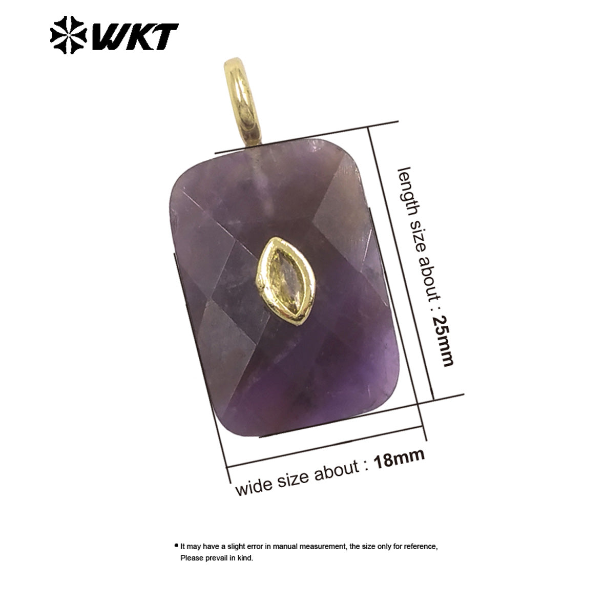 WT-P2139 Factory Wholesale Eye Shape Zircon And Natural Gemstones Square Faceted Pendants As Simple Style Jewelry Findings