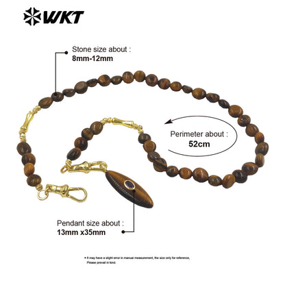 WT-N1521 Beautiful Fashion Metal Splicing Stone Beads Chain With Natural Gemstones Long Pendant Necklaces As Female Matching
