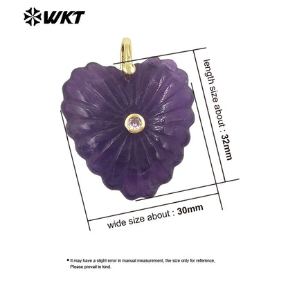 WT-P2091 Fashion Wholesale Natural Gemstone Hand Carved Heart Shape Gold Pendants For Friends Anniversary Gift Accessories