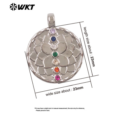 WT-MP329 New Arrival Silver Gold Plated Yellow Brass And Colorful Zircon Round Pendants For Fashion Unique Jewelry Design