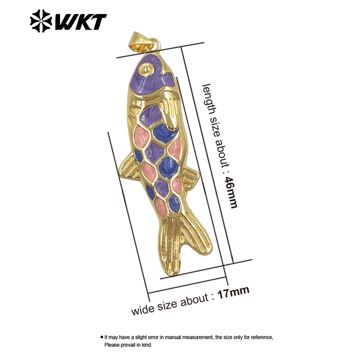 WT-MP330 Trendy Interesting Gold Plated Yellow Brass With Drop Oil Fish Shape Pendants For Women Necklace DIY Decoration