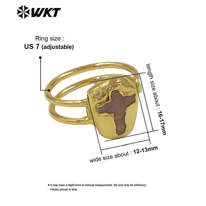 WT-R600 Popular Wonderful 18K Gold Plated Natural Gemstones Cross Shape Adjustable Rings For Lady Daily Wearing Jewelry