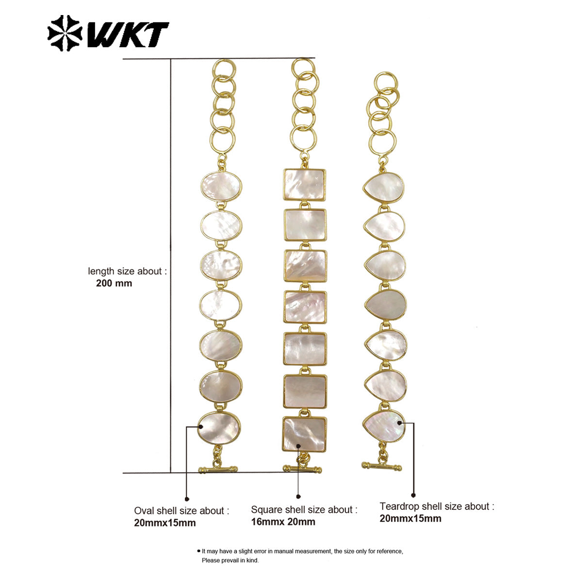 MPB144 Elegant Simple Style Gold Plated Round Waterdrop Shape Natural White Shell Bracelet For Women Daily Matching Jewelry