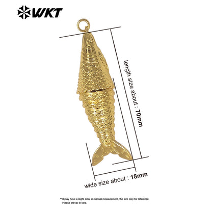 WT-MP332 Delicate 18K Gold Electroplated Yellow Brass Fish Shape Charms Big Pendants As Women Trendy Jewelry Accessories