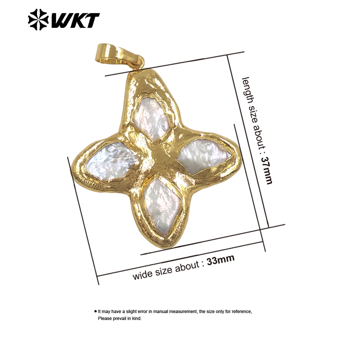 WT-JP509 Wonderful Popular 18K Gold Plated Natural Freshwater Pearl Pointed Little Cross Pendant For Trendy Necklace Making