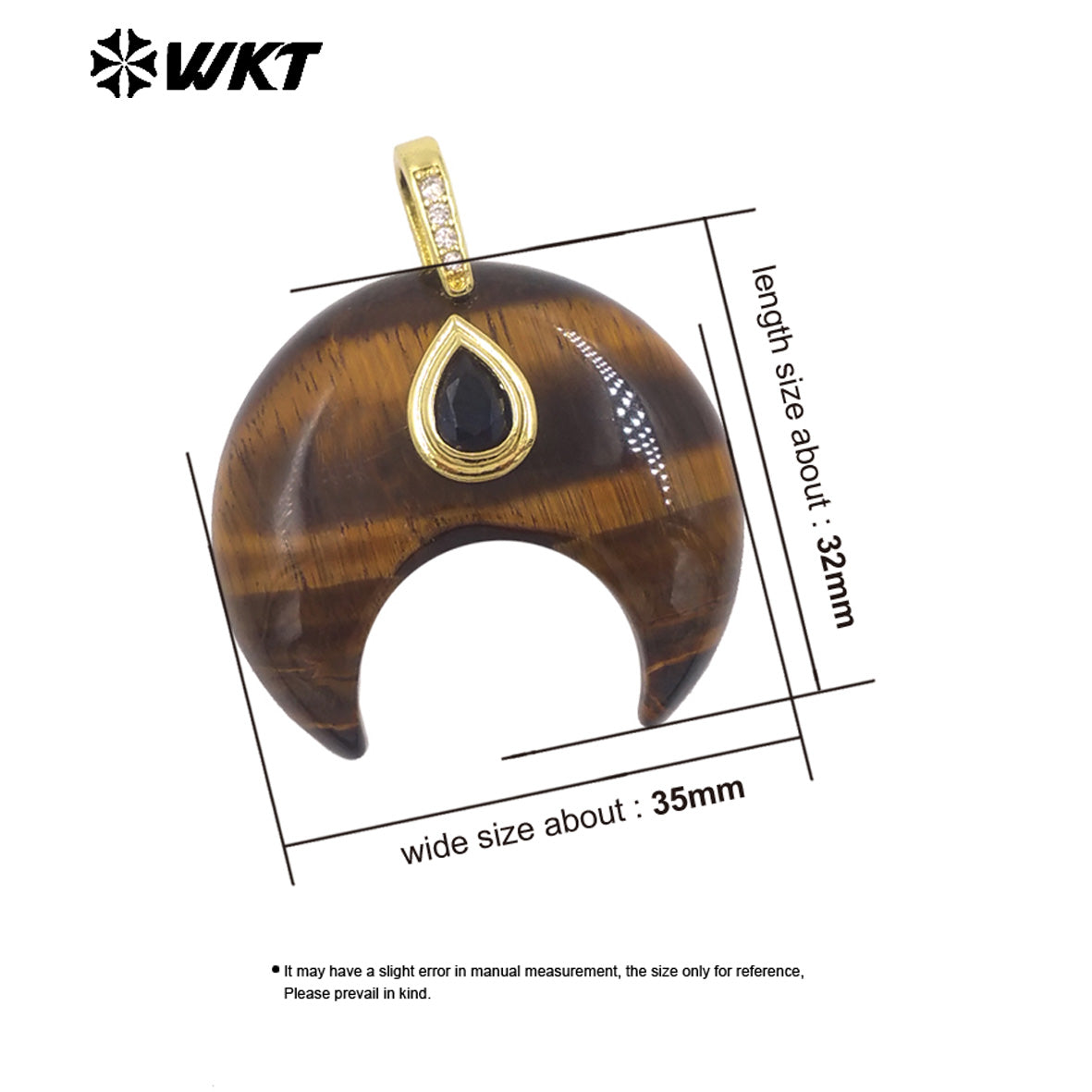 WT-P2143 Hot Popular Waterdrop Zircon And Natural Gemstones Horn Shape Little Pendants For Lady Handmade Necklace Decorative