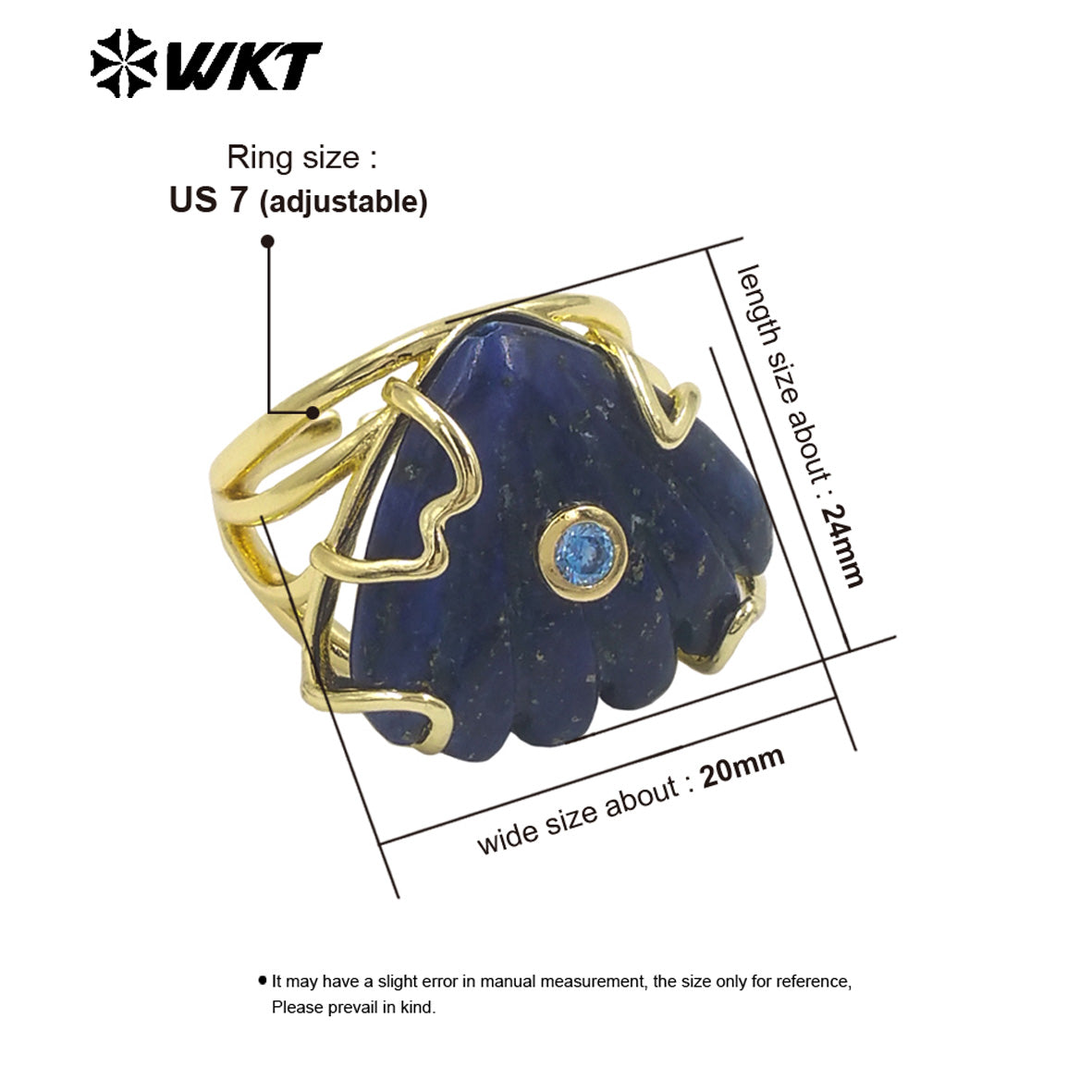 WT-R614 Lovely Design Gold Plated Colorful Zircon And Natural Gemstones Shell Shape Rings For Lady Wedding Wearing Accessory