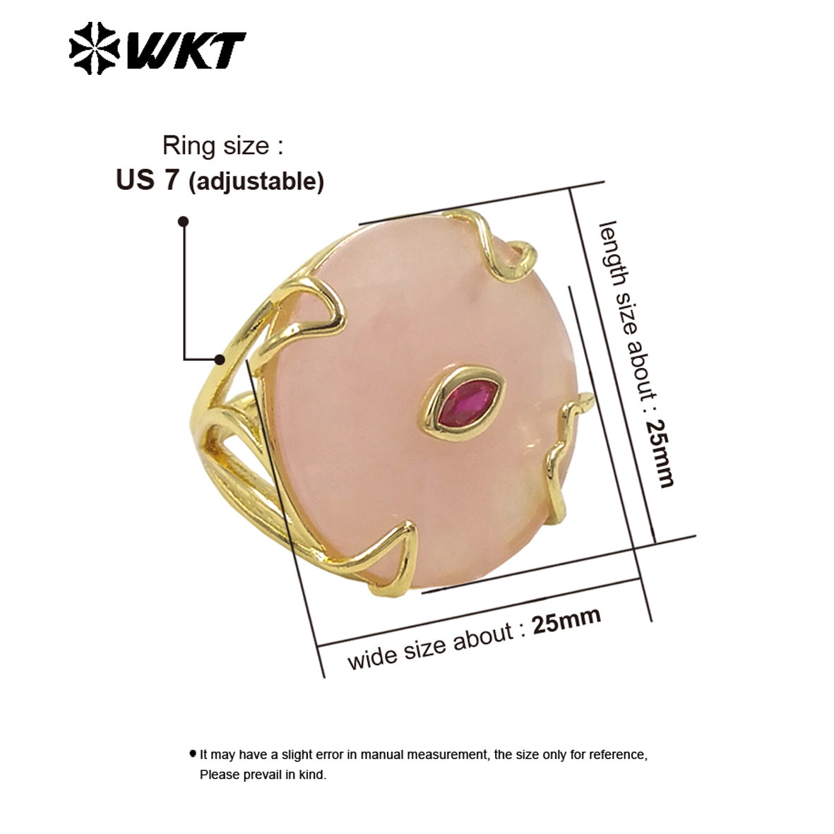 WT-R612 New Product 18K Gold Electroplated Zircon And Natural Gemstones Round Rings As Female Daily Matching Accessory