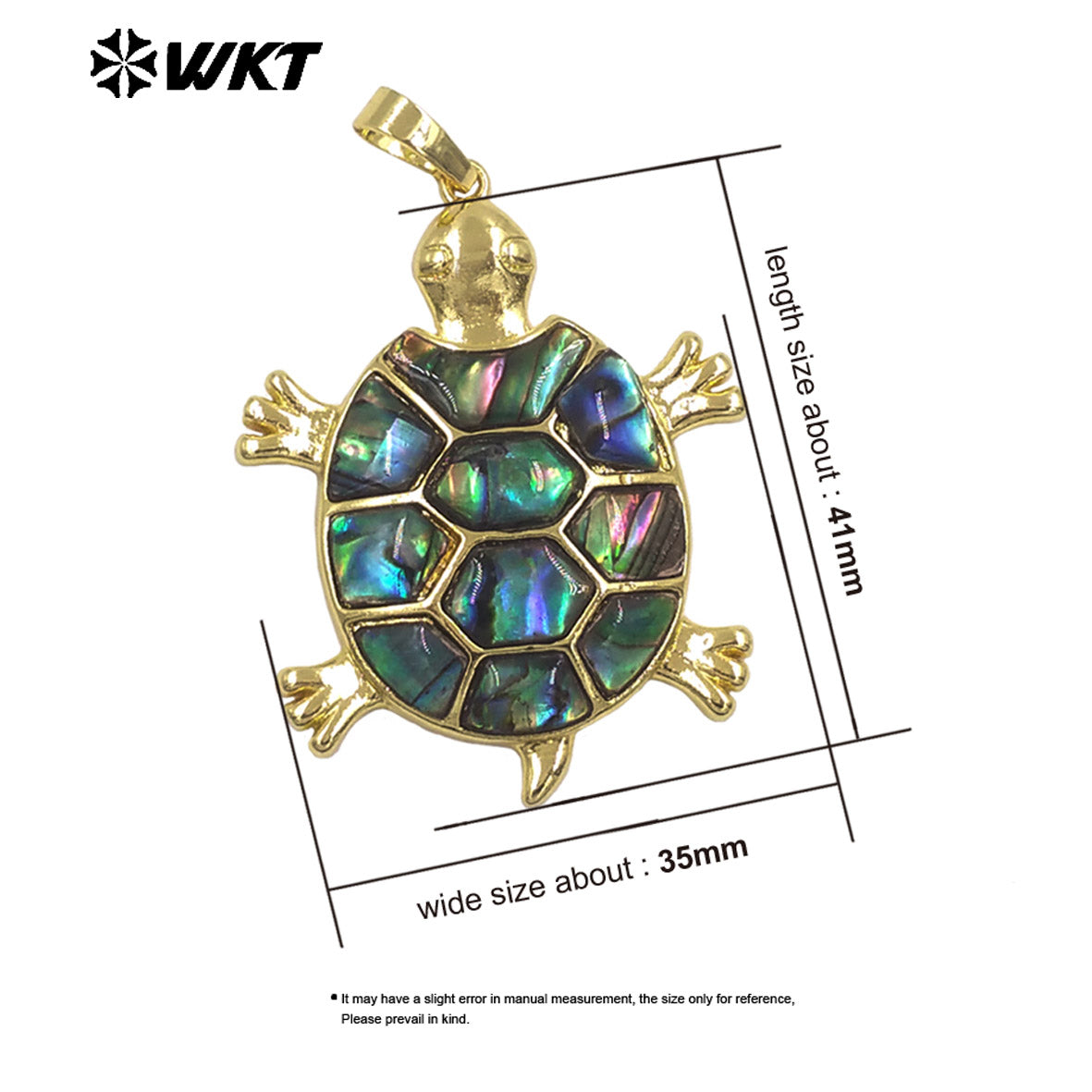 WT-JP513 Cute Style Gold Electroplated Natural Abalone Shell Sea Turtle Little Pendant As Women Jewelry DIY Findings