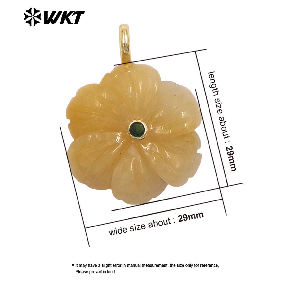 WT-JP522 Popular Trendy Zircon And Colorful Natural Gemstones Hand Carved Flower Shape Gold Pendants For Lady Jewelry Design