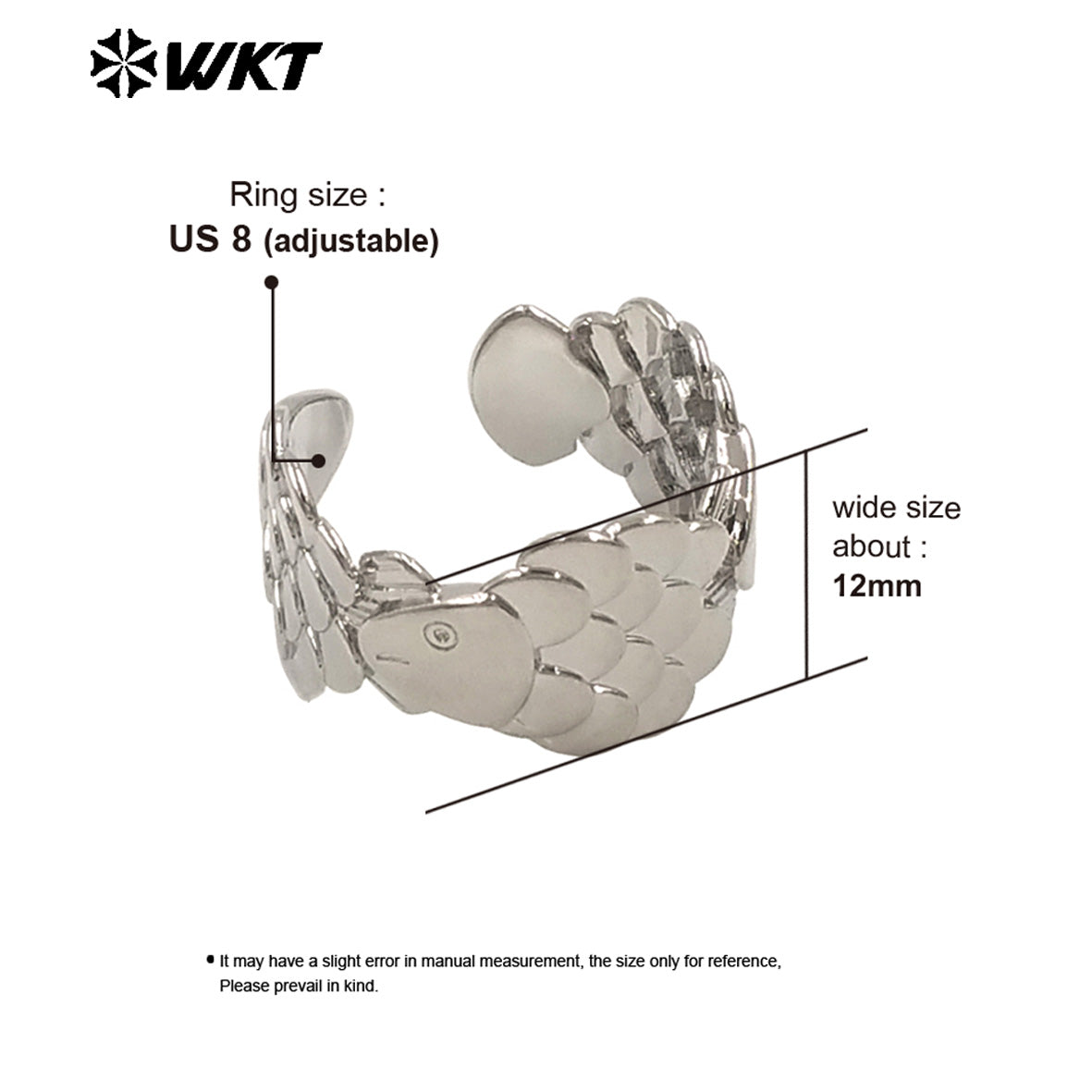 WT-MR047 Top Fashion Yellow Brass Gold Silver Plated Fish Shape Metal Adjustable Size Ring For Women Daily Wearing Jewelry
