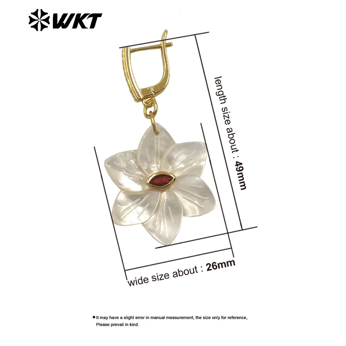WT-MPE181 Elegant Style Colorful Zircon And Natural Shell Hand Carved Flower Shape Pendant Earrings As Lady Trendy Jewelry