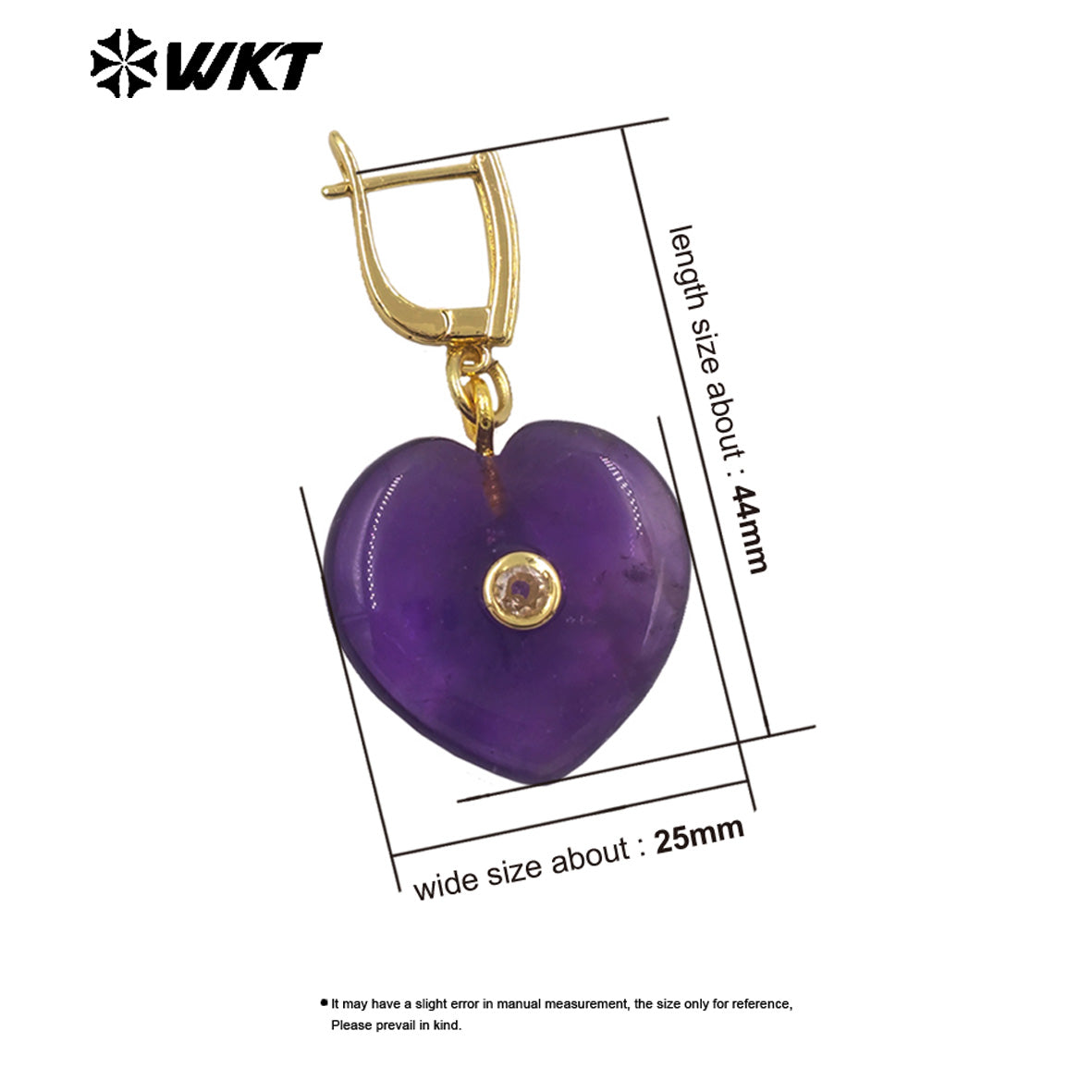 WT-E810 Romantic Style Gold Plated Zircon And Various Natural Gemstones Heart Shape Women Earrings For Cute Jewelry Decoration