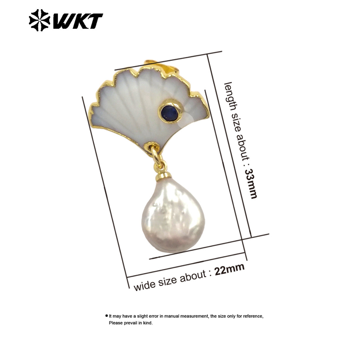 WT-MPE194 Luxury 18K Gold Plated Zircon And Shell Connect Natural Pearl Earrings For Women Vintage Trendy Jewelry Accessory