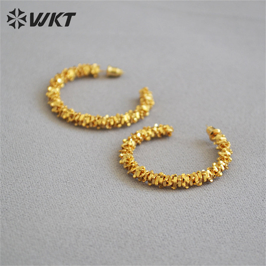 WT-E716 Amazing Soft Yellow Brass 18K Real Gold Plated Resist Tarnishable C Earrings Big Crescent Horn Earrings INS Style