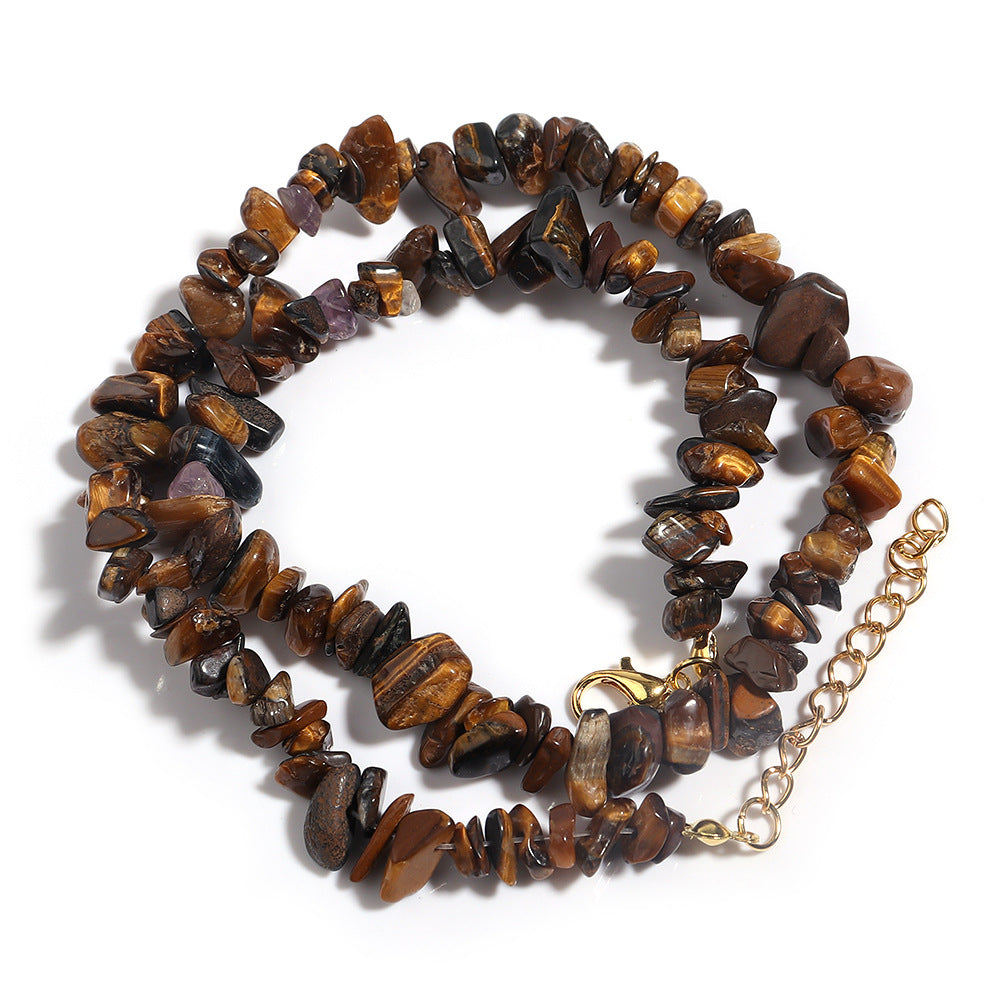 WT-N1438 45cm+5cm Extend Chain Long Gemstone Casual Long Statement Necklace Natural Chips Stone Necklace