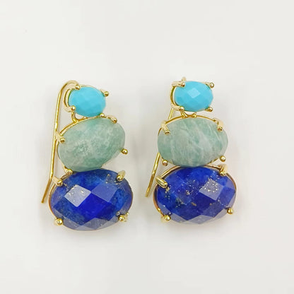 WT-E736 Amazing Colorful Elegant Natural Gemstone Long Charming in Drop Earrings Women Pendant Earrings