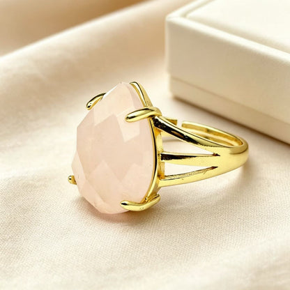 WT-R615 Wholesale Gold Electroplated Various Natural Gemstones Faceted Waterdrop Shape Rings For Women Popular Jewelry Gift