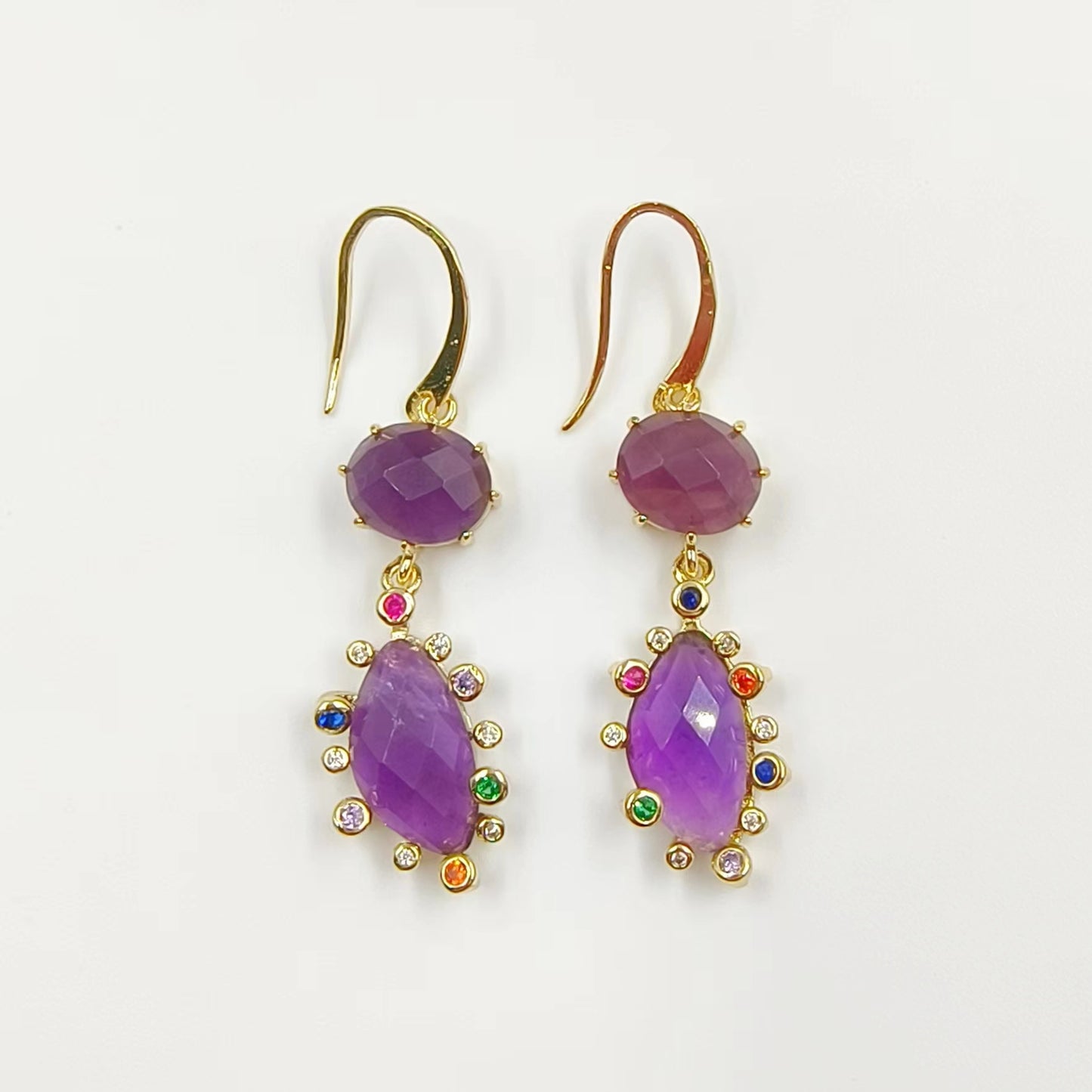 WT-E735 Amazing Colorful Gemstone Wire Wrapped Long Charming in Drop Earrings Women Pendant Earrings