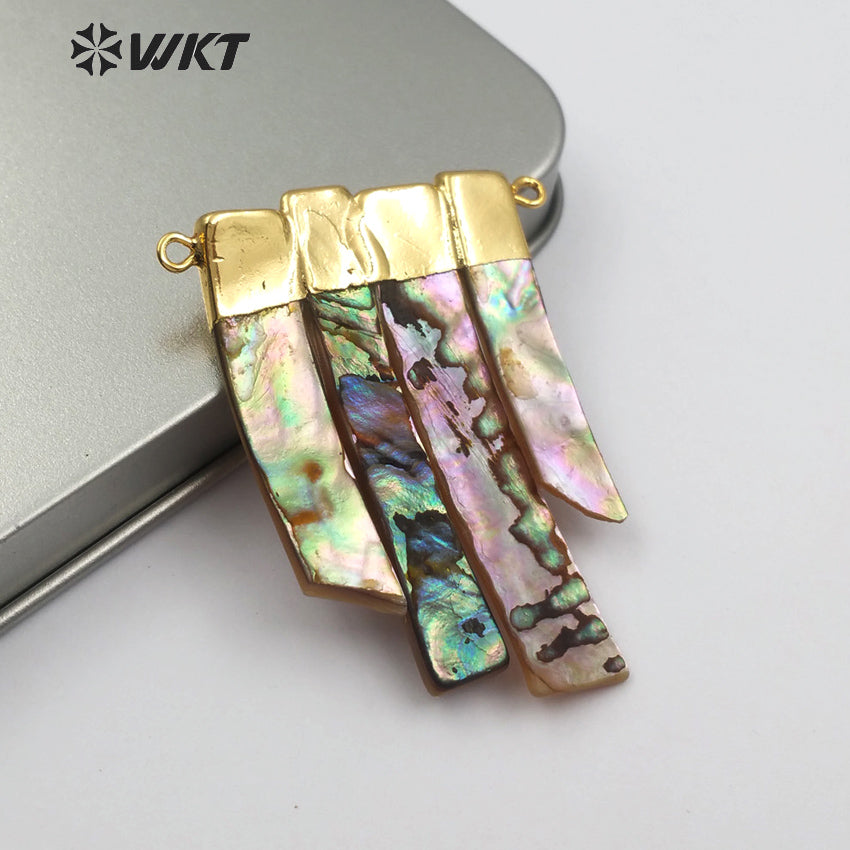 WT-C270 New Arrival Comes with Four Natural Irregular Shells Combined to Form a Pendant and Gold-plated Shell Connector