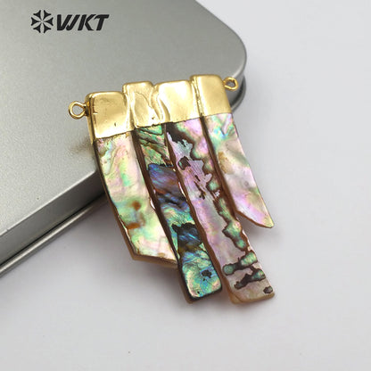 WT-C270 New Arrival Comes with Four Natural Irregular Shells Combined to Form a Pendant and Gold-plated Shell Connector