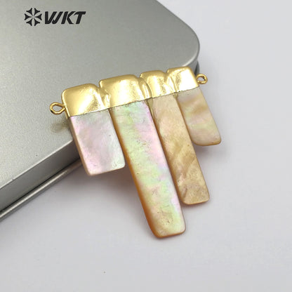 WT-C270 New Arrival Comes with Four Natural Irregular Shells Combined to Form a Pendant and Gold-plated Shell Connector