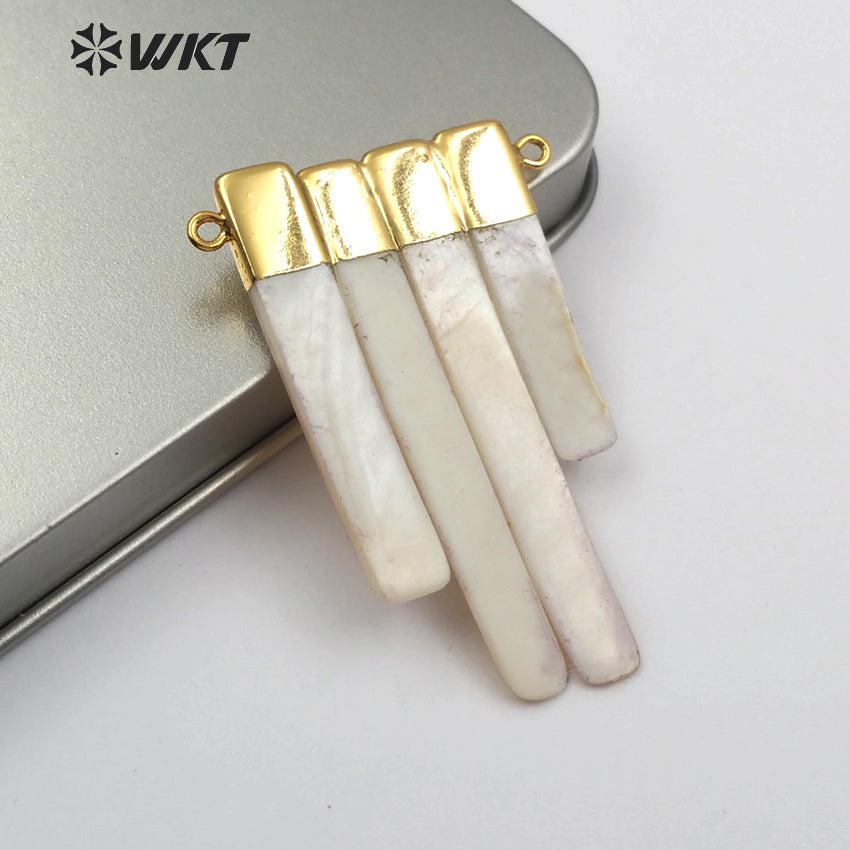 WT-C270 New Arrival Comes with Four Natural Irregular Shells Combined to Form a Pendant and Gold-plated Shell Connector