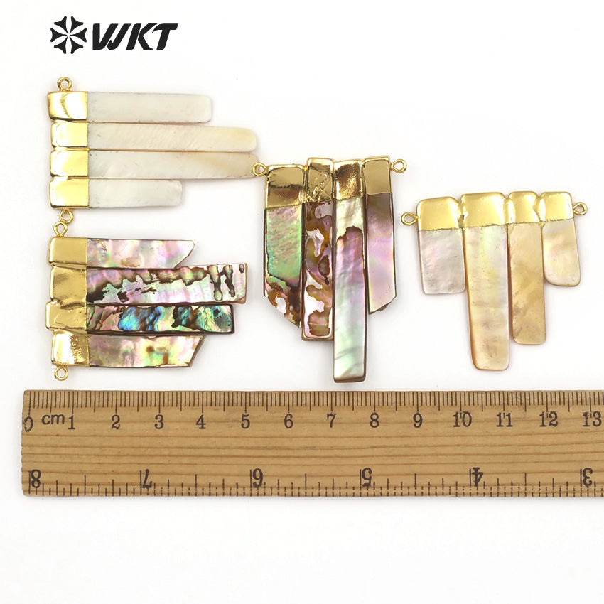 WT-C270 New Arrival Comes with Four Natural Irregular Shells Combined to Form a Pendant and Gold-plated Shell Connector