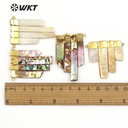WT-C270 New Arrival Comes with Four Natural Irregular Shells Combined to Form a Pendant and Gold-plated Shell Connector