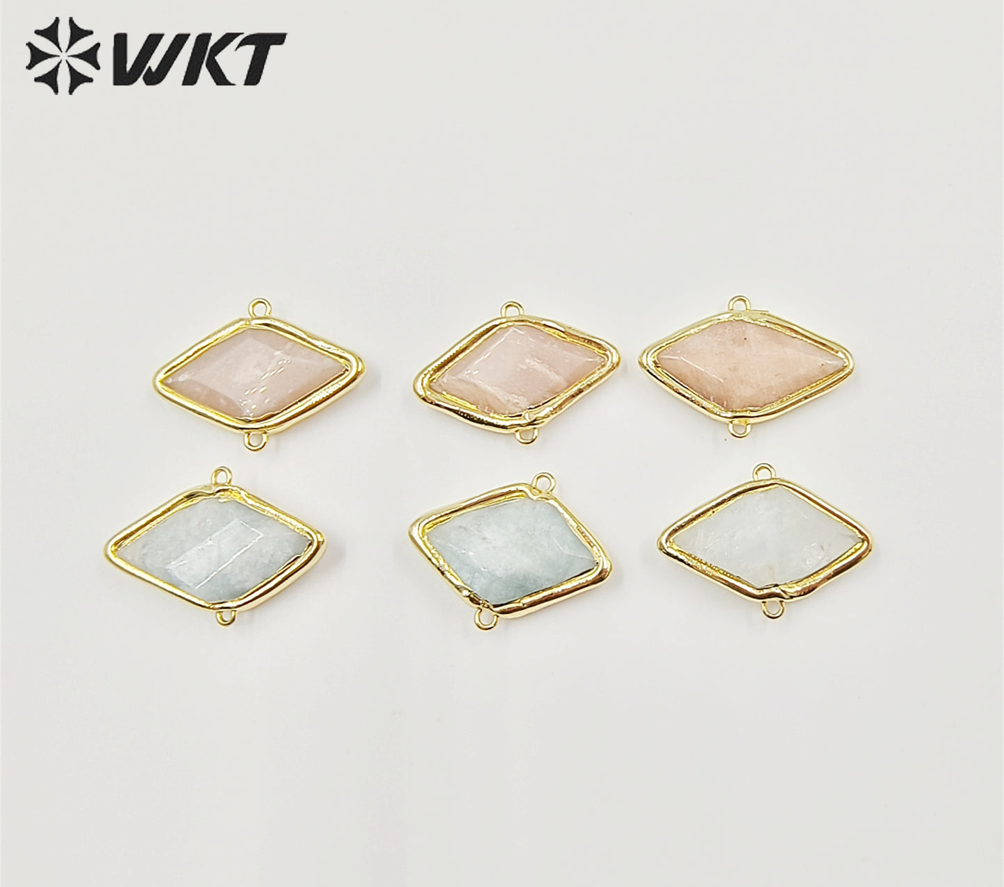 WT-C316 WKSun Stone & Aqua Marine Gemstone Connectors for Jewelry Findings Amethyst Amazonite Stone for Bracelet