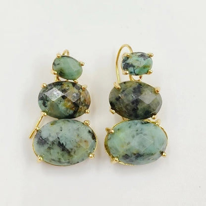 WT-E736 Amazing Colorful Elegant Natural Gemstone Long Charming in Drop Earrings Women Pendant Earrings