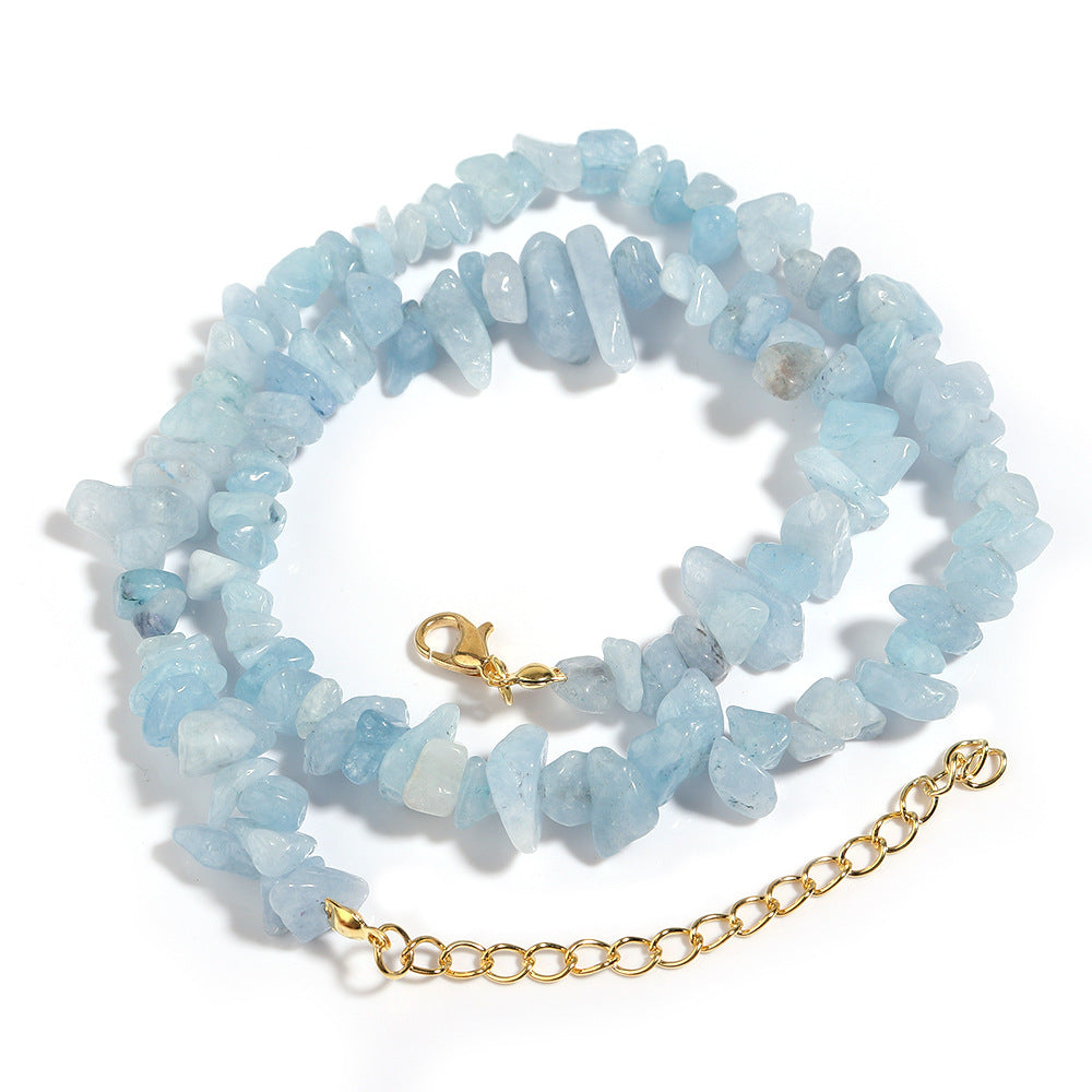WT-N1438 45cm+5cm Extend Chain Long Gemstone Casual Long Statement Necklace Natural Chips Stone Necklace