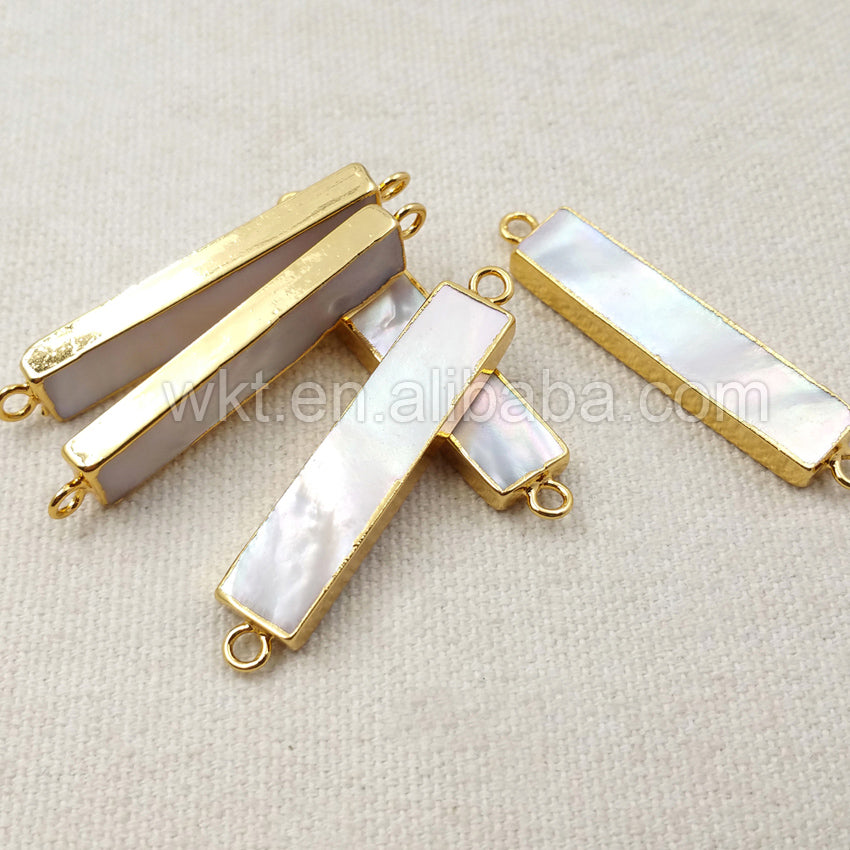WT-C178 Fashion Natural Pearl Shell Jewelry Connector With 24k Real Gold Electroplated,beautiful Women Jewelry Pearl