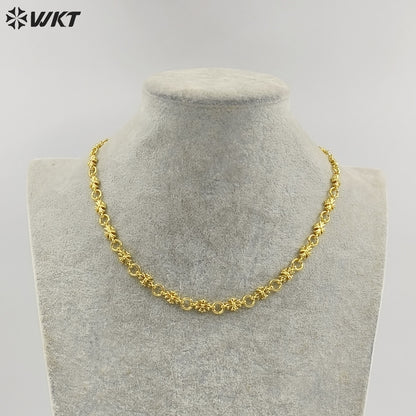 WT-JFN57 Good Quality Exquisite Simple Yellow Brass Gold Electroplated Round Flower Shape Metal Necklace As Lady Daily Jewelry