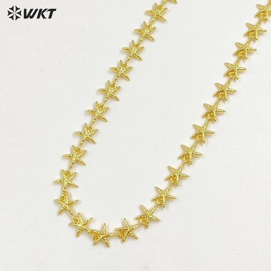 WT-JFN44 Newest Women Romantic Style Metal Yellow Brass Gold Plated Sea Star And Shell Shape Necklace Party Wearing Jewelry