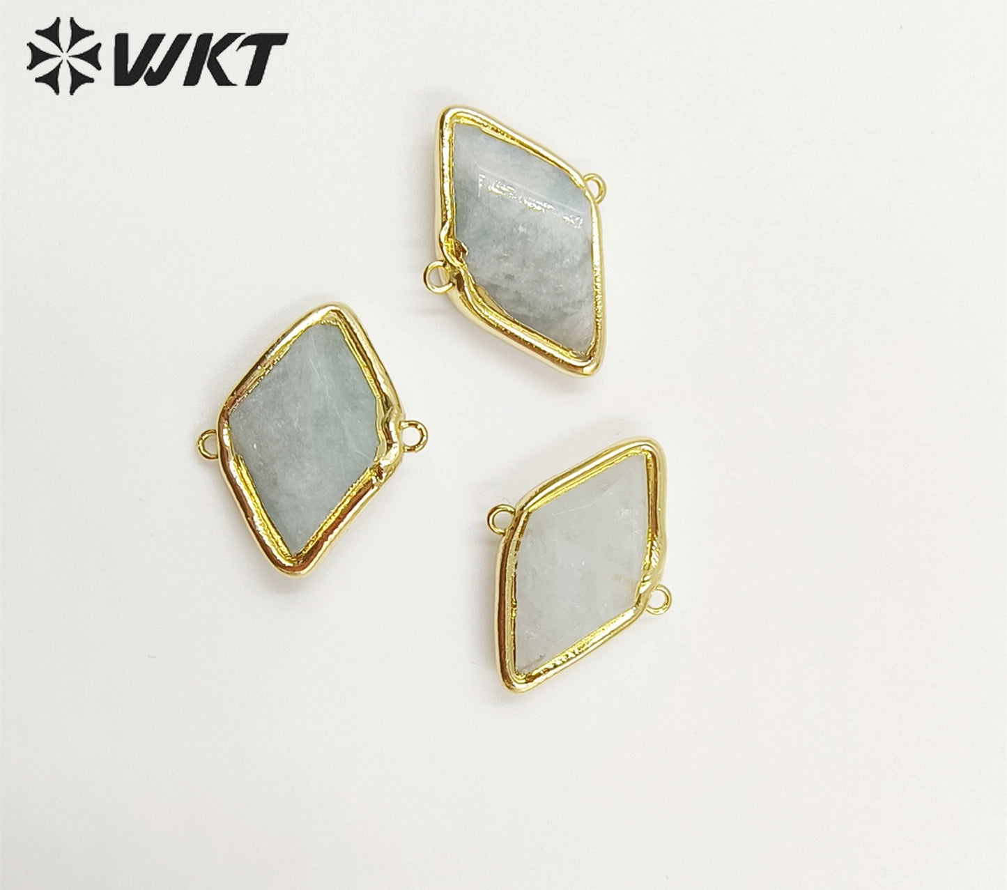 WT-C316 WKSun Stone & Aqua Marine Gemstone Connectors for Jewelry Findings Amethyst Amazonite Stone for Bracelet
