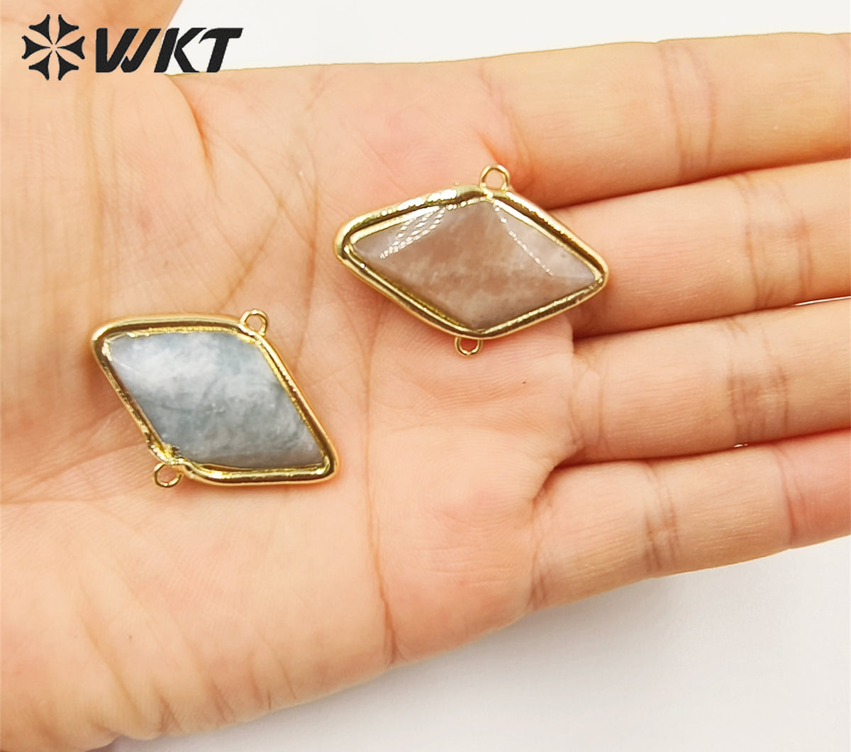WT-C316 WKSun Stone & Aqua Marine Gemstone Connectors for Jewelry Findings Amethyst Amazonite Stone for Bracelet