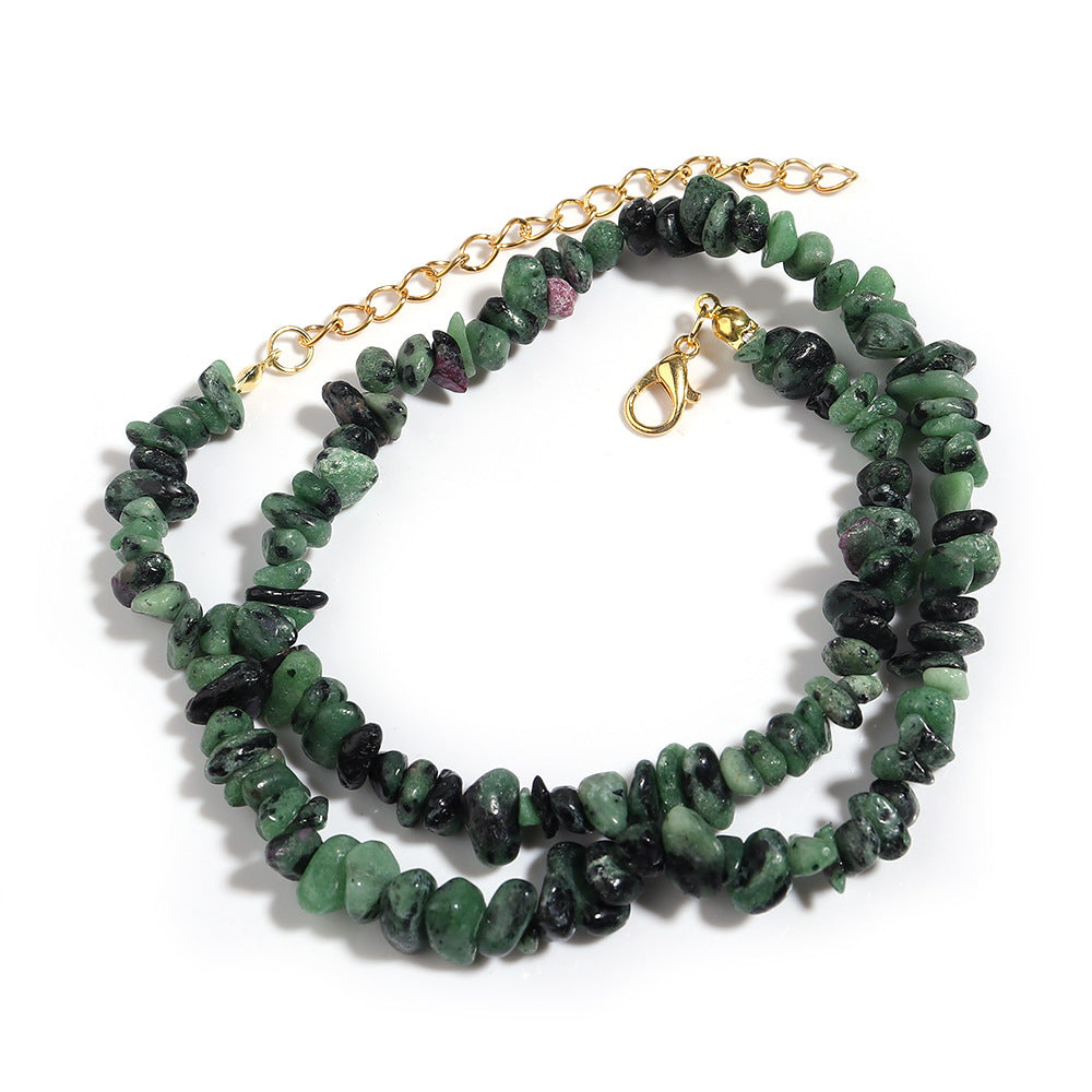 WT-N1438 45cm+5cm Extend Chain Long Gemstone Casual Long Statement Necklace Natural Chips Stone Necklace