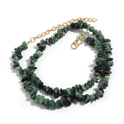 WT-N1438 45cm+5cm Extend Chain Long Gemstone Casual Long Statement Necklace Natural Chips Stone Necklace