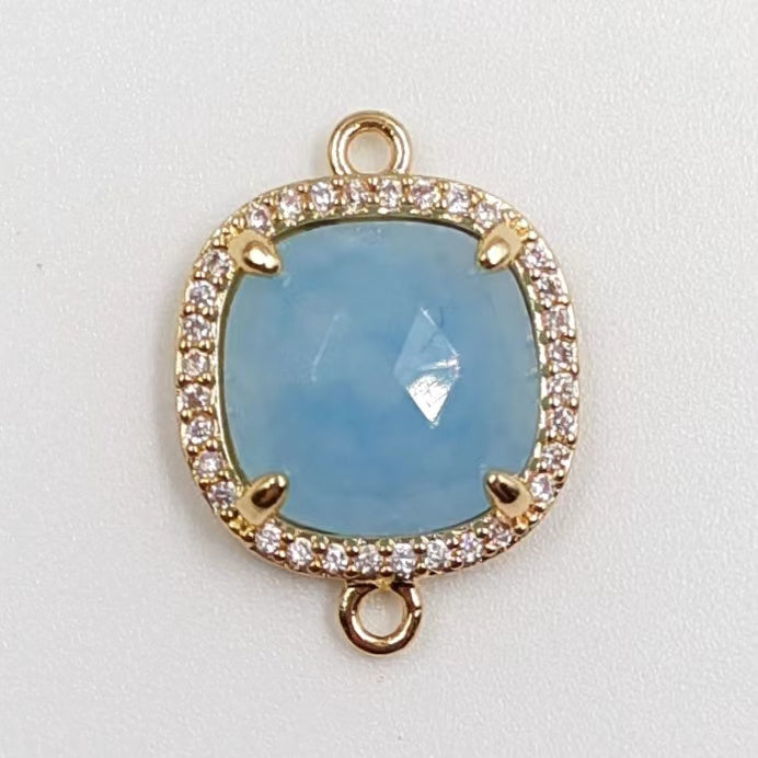WT-C321 Fashion Design Colorful Stone & Aqua Marine Gemstone Connectors for Jewelry Findings Stone for Bracelet