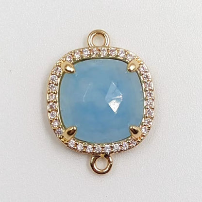 WT-C321 Fashion Design Colorful Stone & Aqua Marine Gemstone Connectors for Jewelry Findings Stone for Bracelet