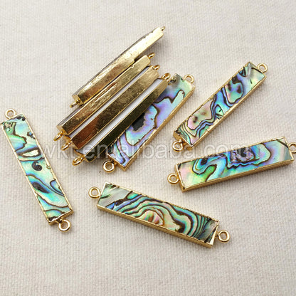 WT-C145 Sparkly Natural Rectangle Abalone Shell Connector,Gold Electroplated Charm Abalone Shell Connector in High Quality