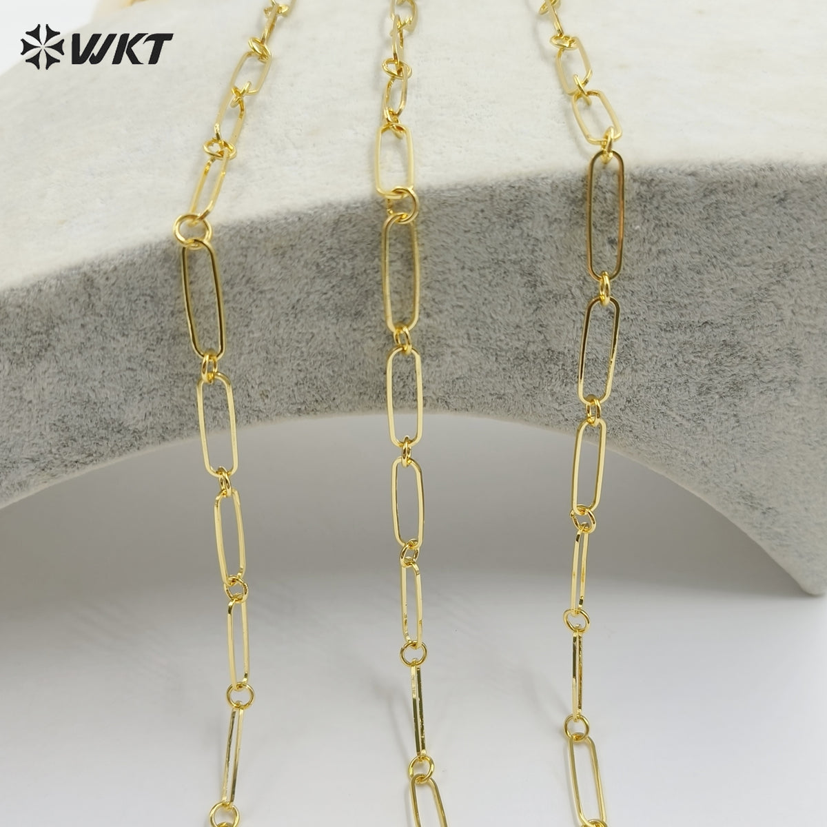 WT-BC230 New Style 18K Real Gold Plated Long Square Connect by Ring Necklace Link Chain for Women Jewelry Design