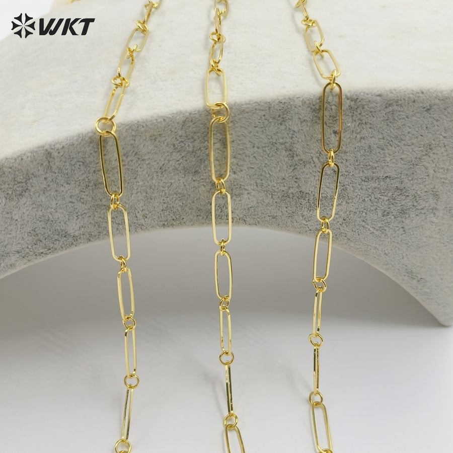 WT-BC230 New Style 18K Real Gold Plated Long Square Connect by Ring Necklace Link Chain for Women Jewelry Design