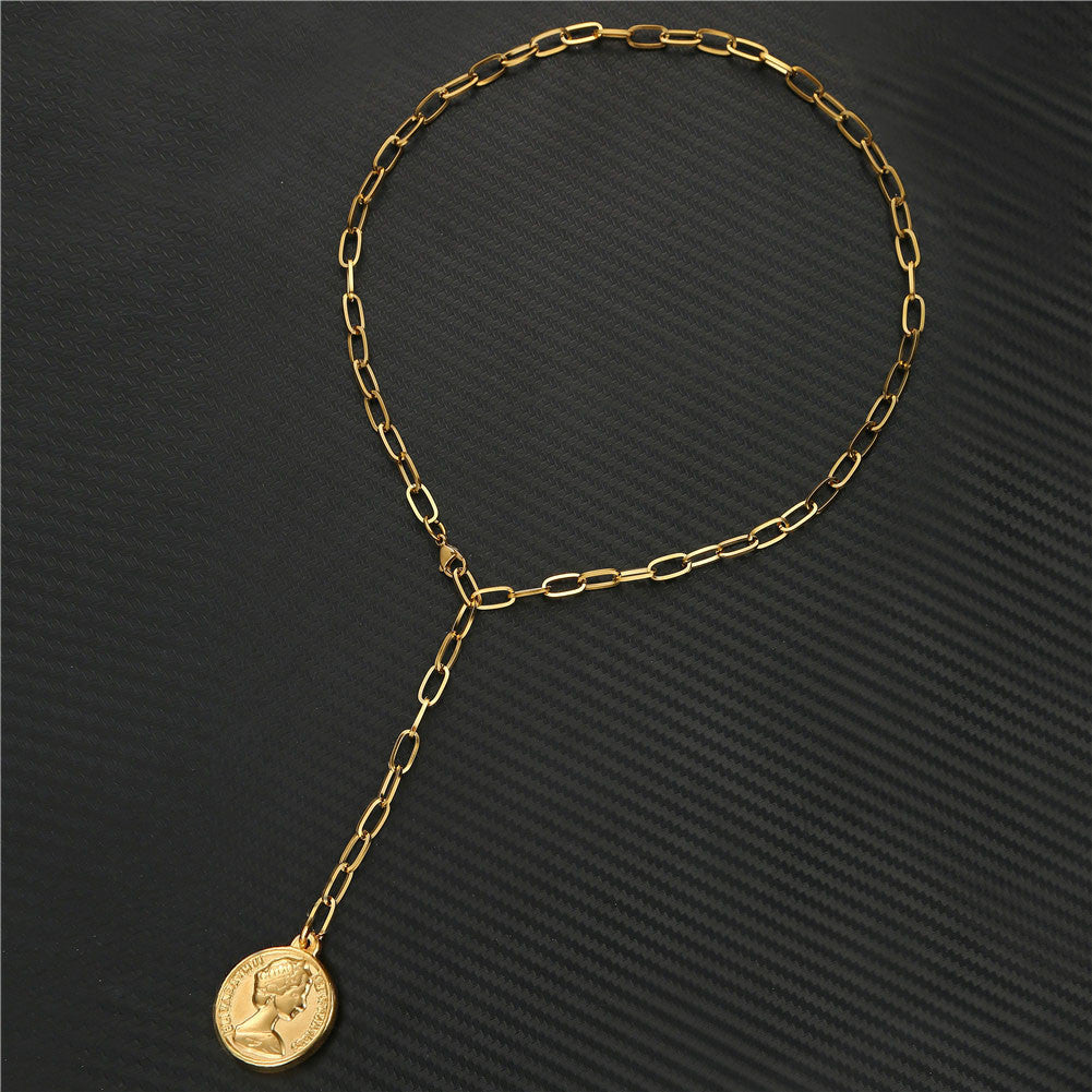 WT-N1231 WKT Amazing New Design Gold Electroplated Brass Linked Chain Y Shape Choker Necklace Women Charming Pendant Necklace