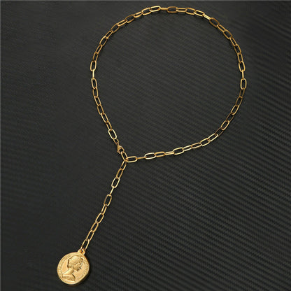 WT-N1231 WKT Amazing New Design Gold Electroplated Brass Linked Chain Y Shape Choker Necklace Women Charming Pendant Necklace
